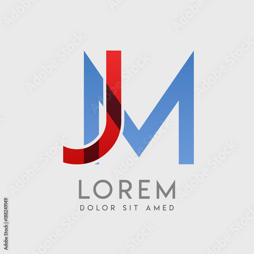 JM logo letters with "blue and red" gradation