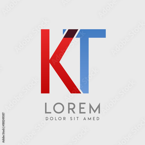 KT logo letters with "blue and red" gradation