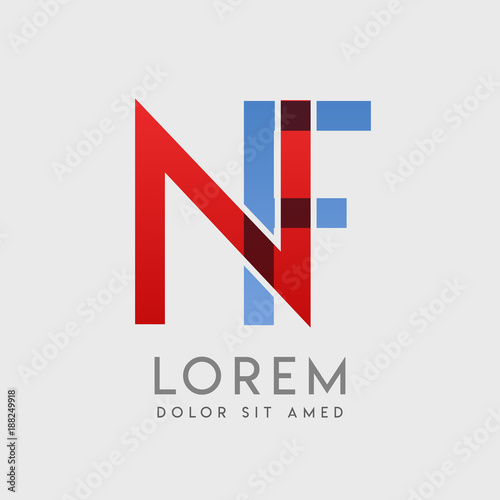 NF logo letters with "blue and red" gradation