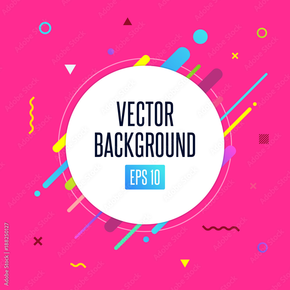 Abstract vector background with white circle for text message and abstract colorful elements. Modern neon lines and design elements for your art. Vector EPS 10 background Abstract vector background with white circle for text message and abstract colorful elements. Modern neon lines and design elements for your art. Vector EPS 10 background