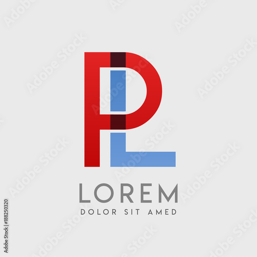 PL logo letters with "blue and red" gradation