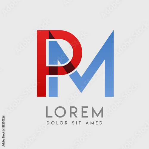 PM logo letters with "blue and red" gradation