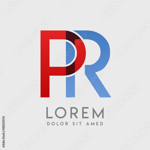 PR logo letters with "blue and red" gradation