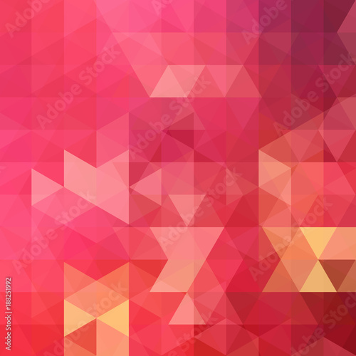 Background made of red, pink, yellow triangles. Square composition with geometric shapes. Eps 10