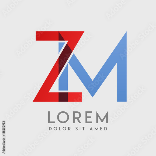 ZM logo letters with "blue and red" gradation