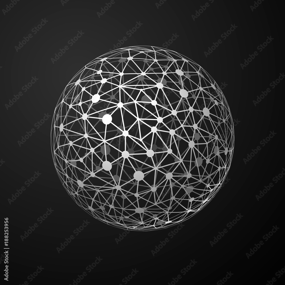 Global connections metallic sphere on dark background, abstract communication concept Global connections metallic sphere on dark background, abstract communication concept