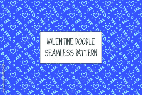 Valentine doodle pattern. Design of hand drawn elements for St. Valentine's day, wedding, proposal.