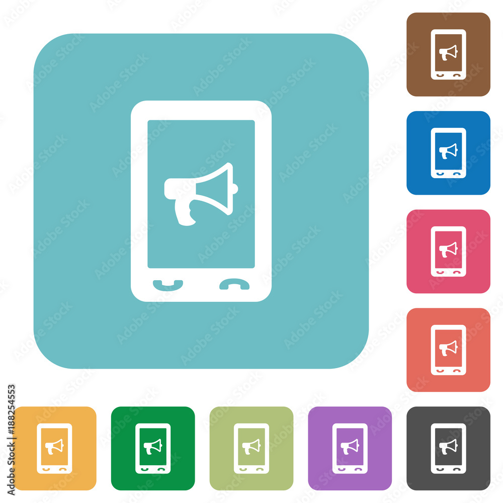 Mobile reading aloud rounded square flat icons Mobile reading aloud rounded square flat icons