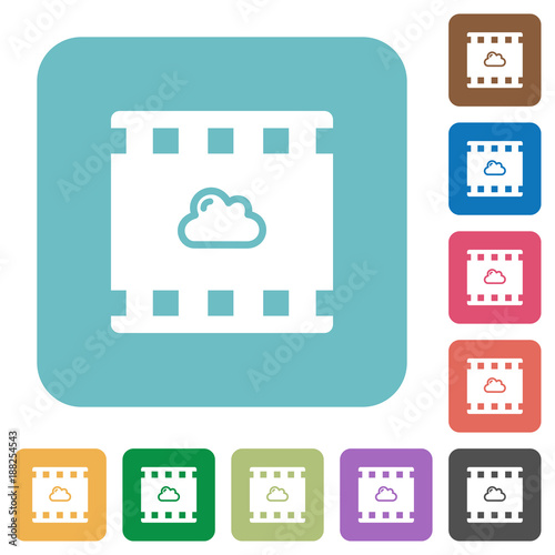 Cloud movie rounded square flat icons