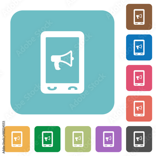 Mobile reading aloud rounded square flat icons