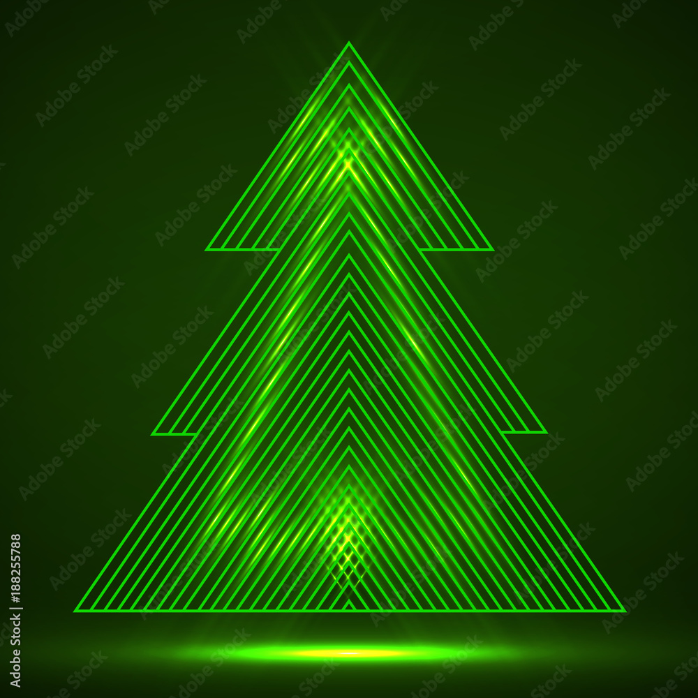 Obraz premium Abstract christmas tree of lines. Vector illustration. Eps 10