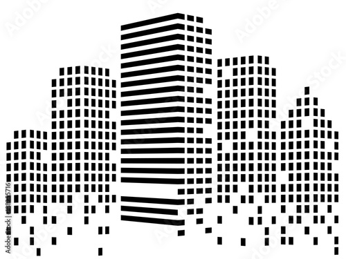 Abstact city of skyscrapers. Silhouette of megacity. Vector background