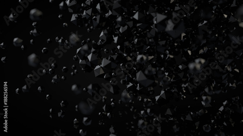 3D Abstract Black Platonic Composition, Background, Rendering