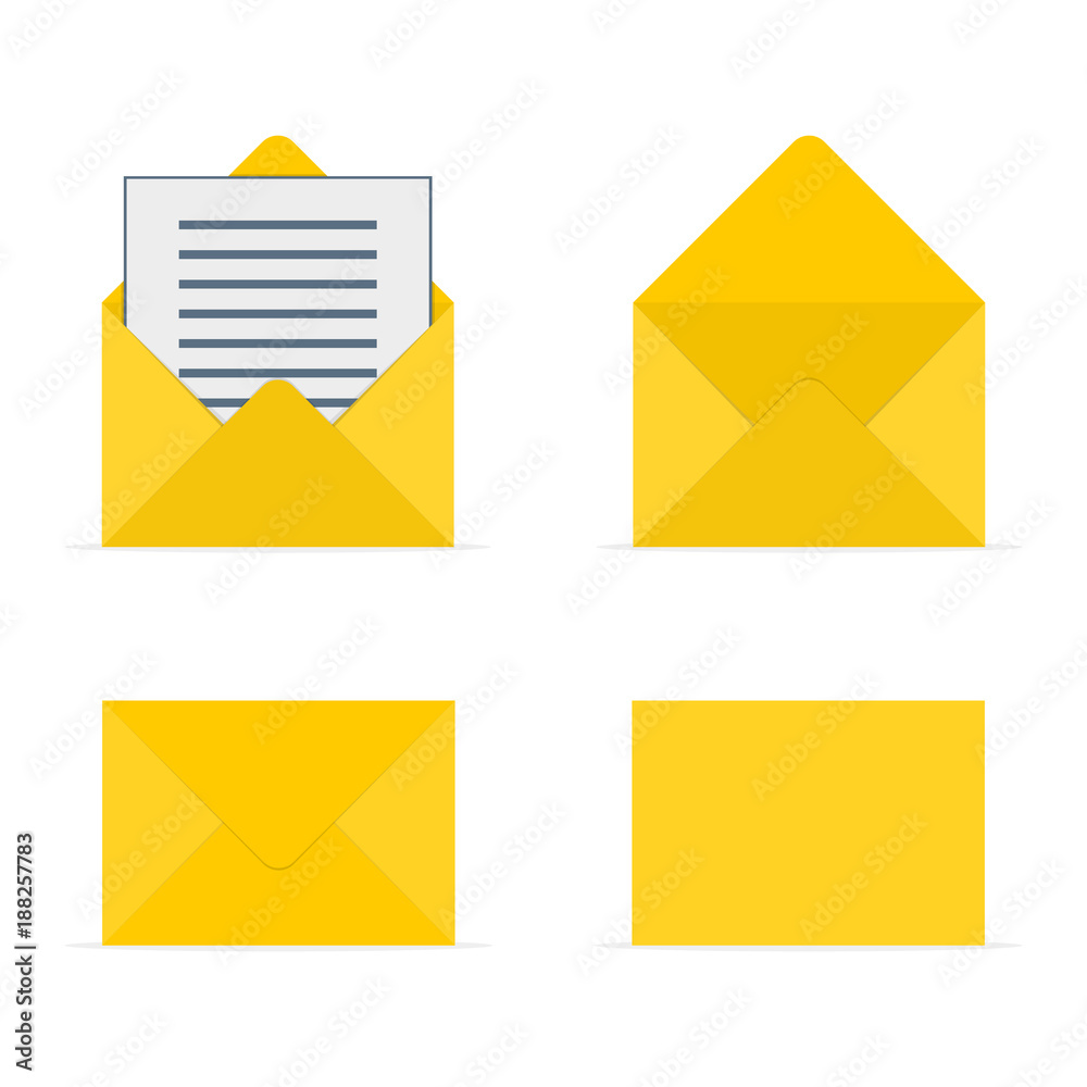 Set of yellow envelopes. Vector illustration Set of yellow envelopes. Vector illustration