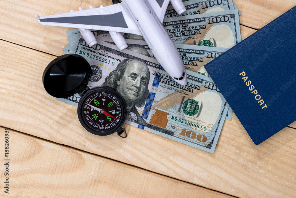 Preparing for a travel document money concept Preparing for a travel document money concept