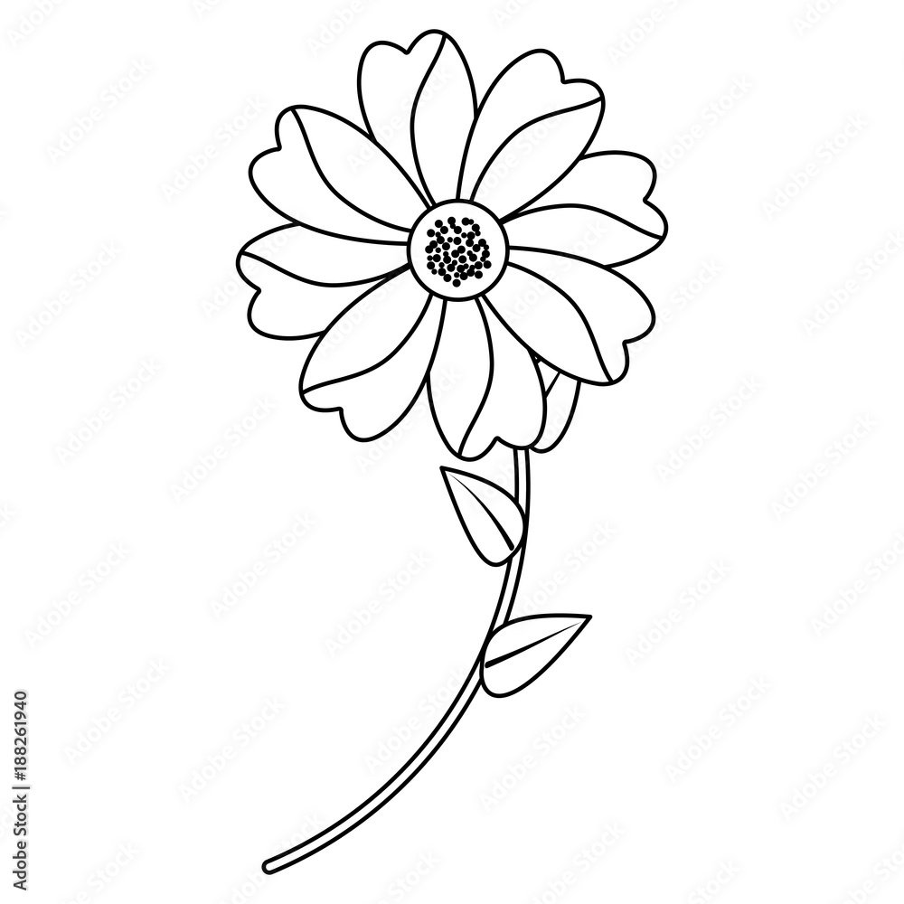 flower stem leaves bloom floral ornament image vector illustration