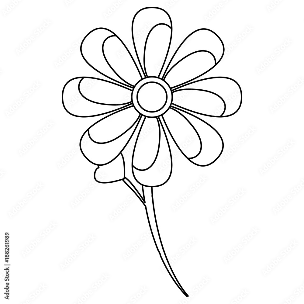 flower stem leaves bloom floral ornament image vector illustration outline flower stem leaves bloom floral ornament image vector illustration outline