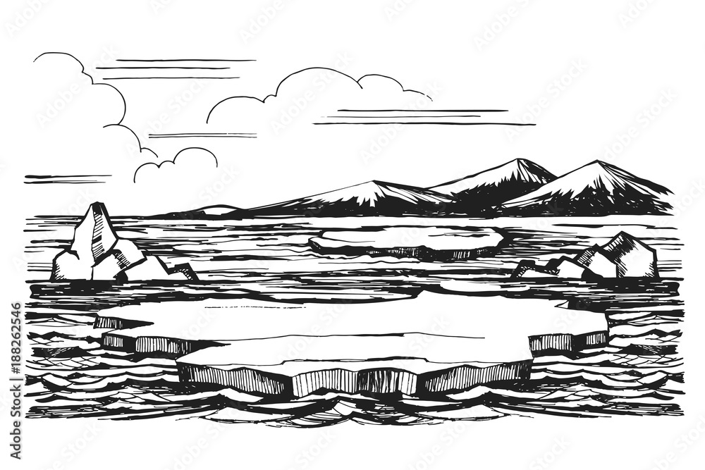 Iceberg sketch hand-drawn cartoon