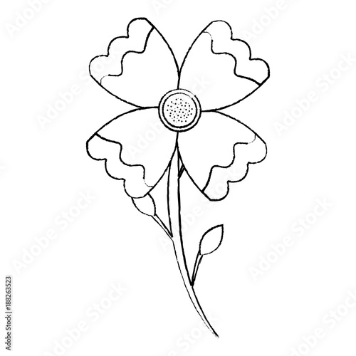 flower with stem  icon image vector illustration design  black sk