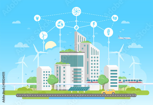 Eco-friendly housing complex - modern flat design style vector illustration