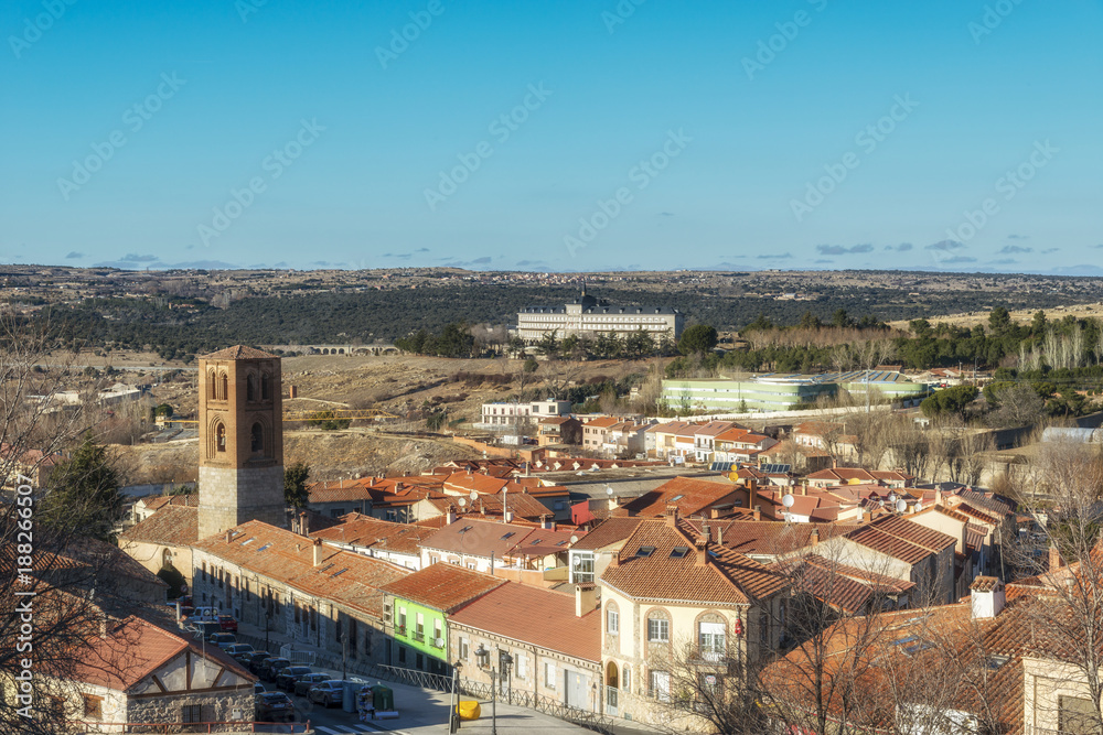 Panoramic view of the Avila from the fortress wall. (Castilla y Leon), Spain.