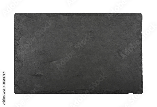 Black slate board isolated on white photo