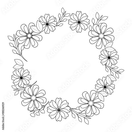Wallpaper Mural flower crown emblem  icon image vector illustration design  black dotted line Torontodigital.ca