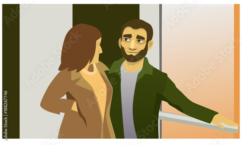 man and woman looking at each other. vector illustration