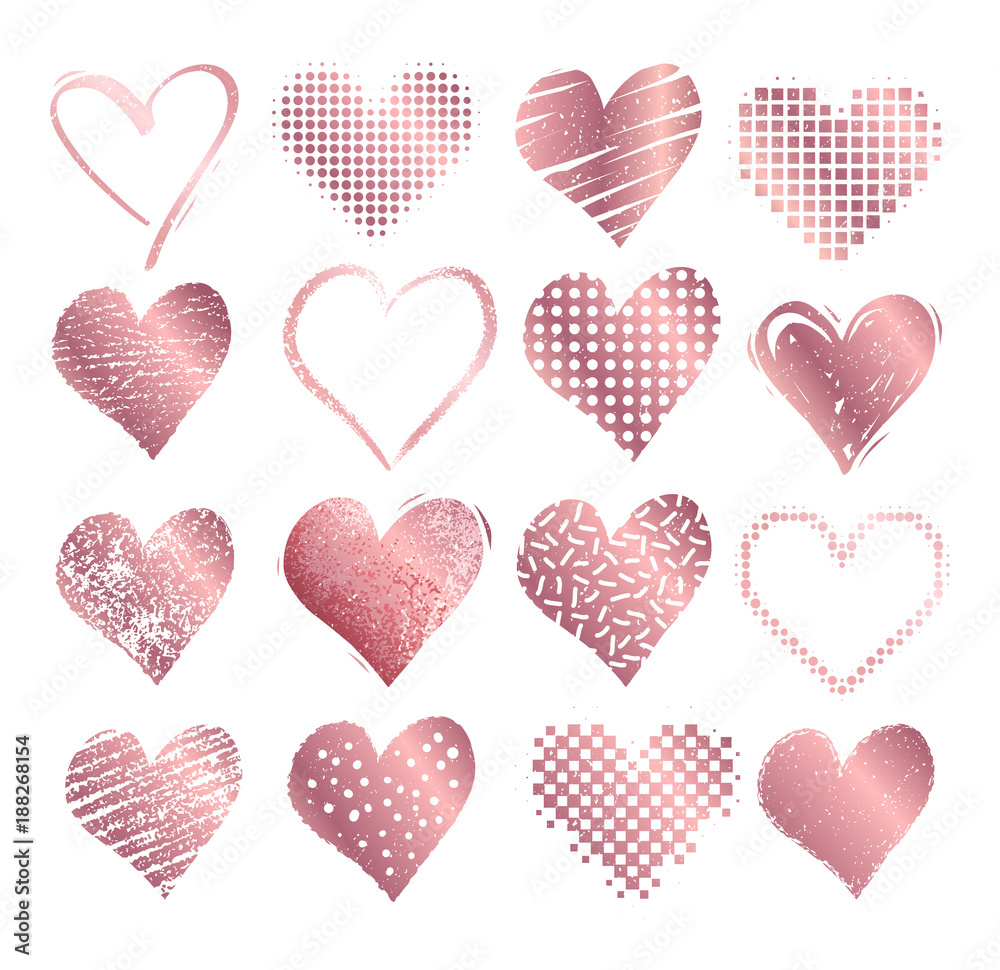Valentine hearts on white background