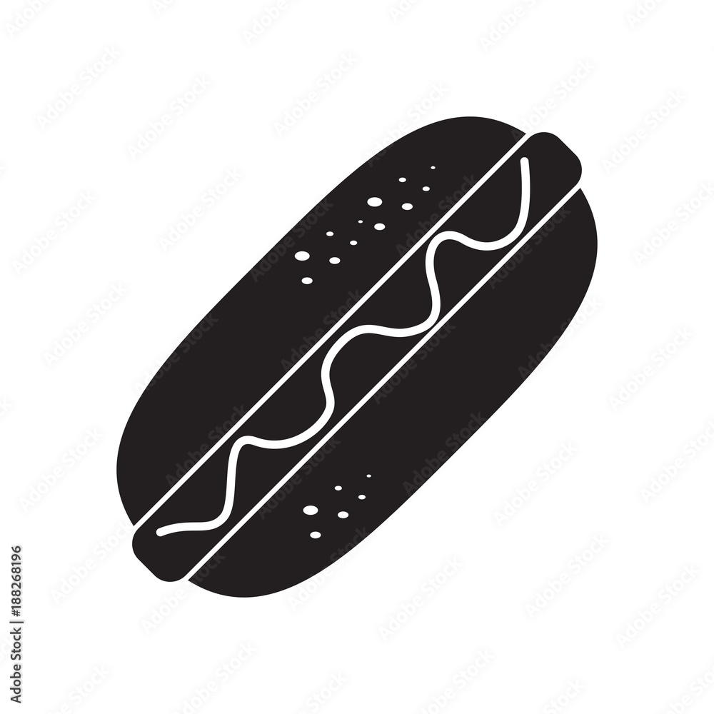 Isolated hot dog silhouette Isolated hot dog silhouette