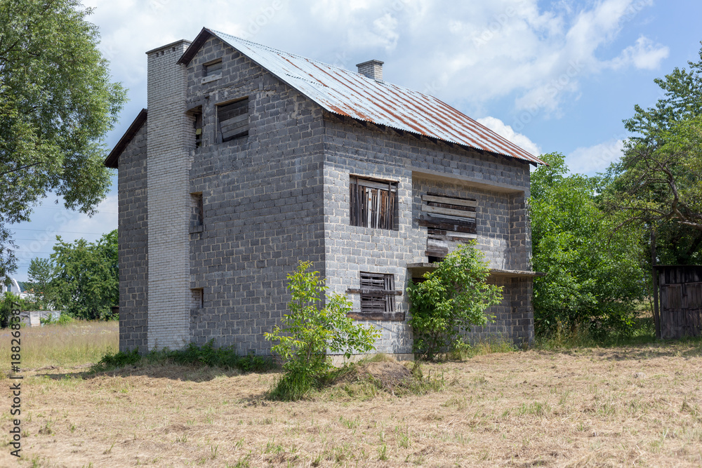 Unfinished, ruined and abandoned house Unfinished, ruined and abandoned house