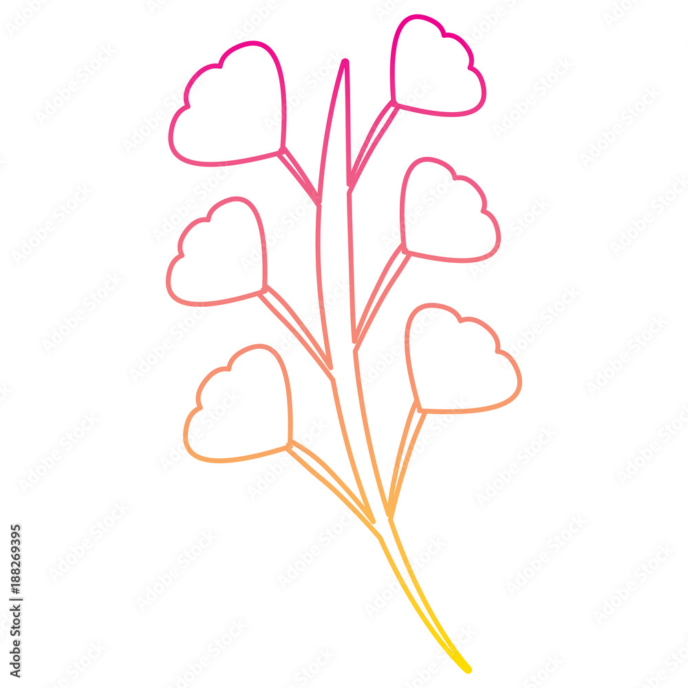 branch leaves stem bloom image vector illustration line color branch leaves stem bloom image vector illustration line color