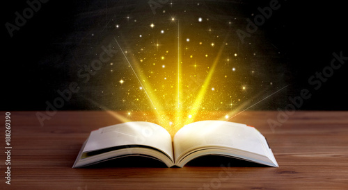 Yellow lights over book