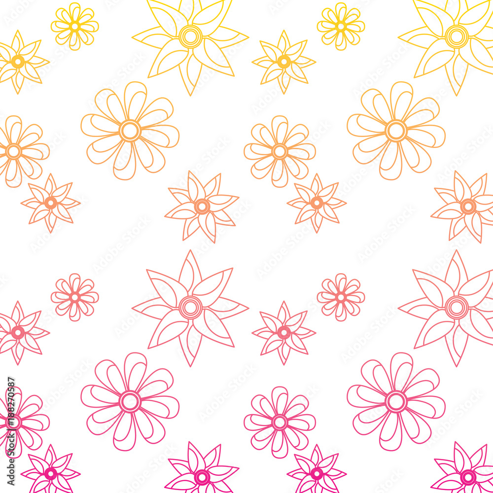 seamless pattern flower natural decoration vector illustration line color