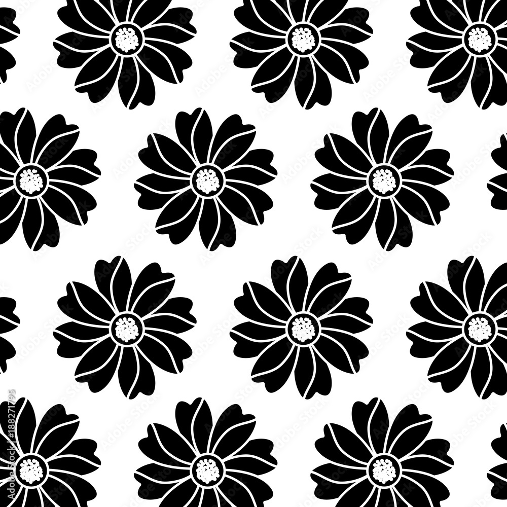 flower floral pattern image vector illustration design  black and white