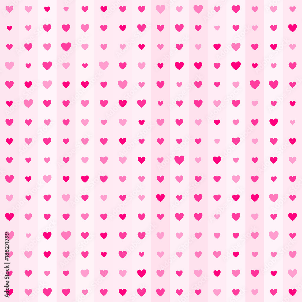 Cute little hearts in seamless pattern. Small heart shapes in different  sizes and colors for Valentines Day background. Vector illustration. Bright  pink hearts. Vector seamless pattern. Hearts mosaic. Stock Vector | Adobe