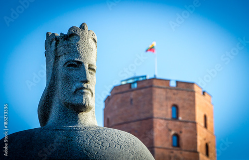 Mindaugas statue near Gediminas castle photo