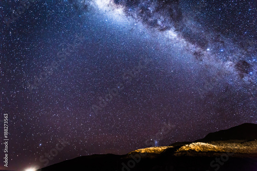 Starlit sky over Eduardo Avaroa National Park, Bolivia photo