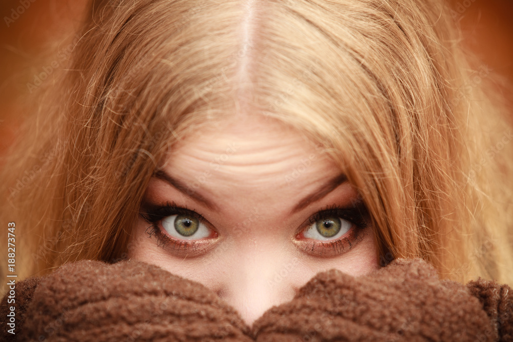 beauty face woman in warm clothing outdoor beauty face woman in warm clothing outdoor