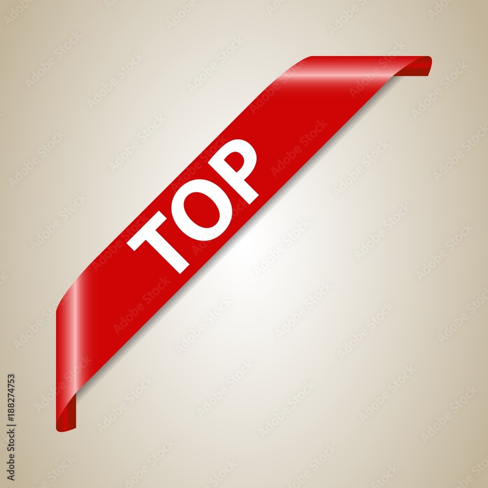 TOP - Luxury red corner ribbon. Vector design element. TOP - Luxury red corner ribbon. Vector design element.