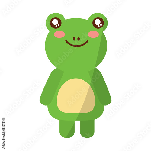 cute animal frog standing cartoon wildlife vector illustration
