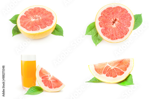 Group of citrus grandis close-up isolated on white background