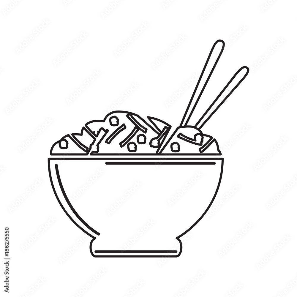 Isolated bowl of pasta outline Isolated bowl of pasta outline