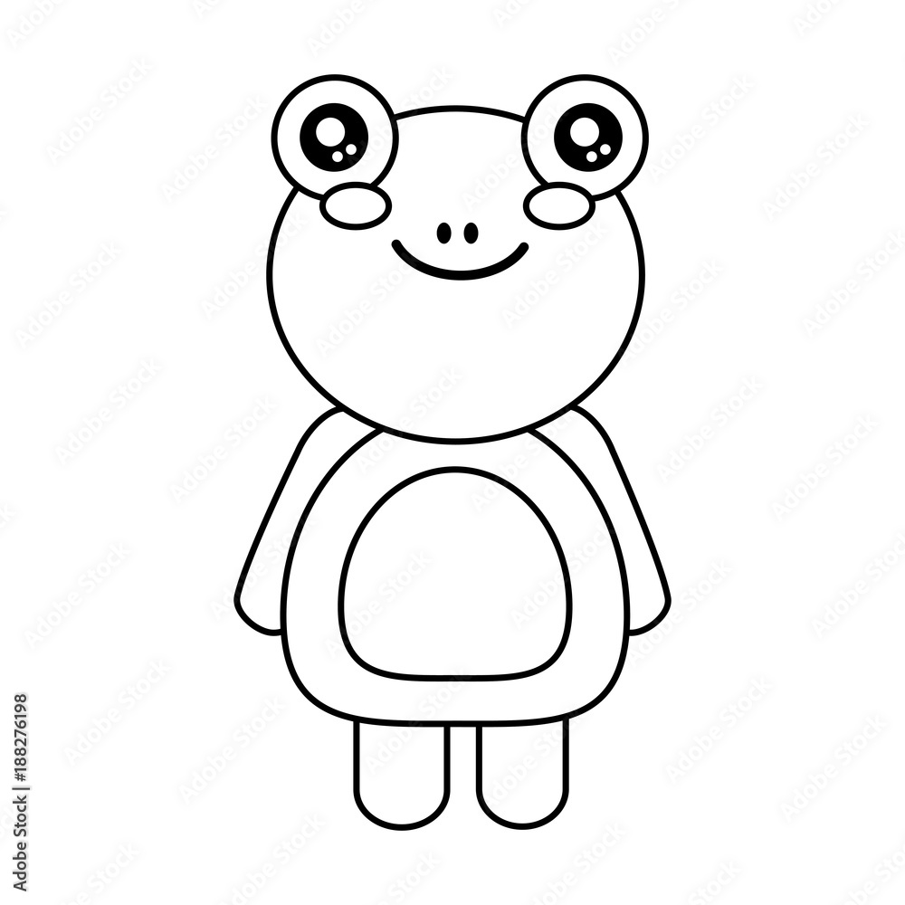 Obraz premium cute animal frog standing cartoon wildlife vector illustration outline design