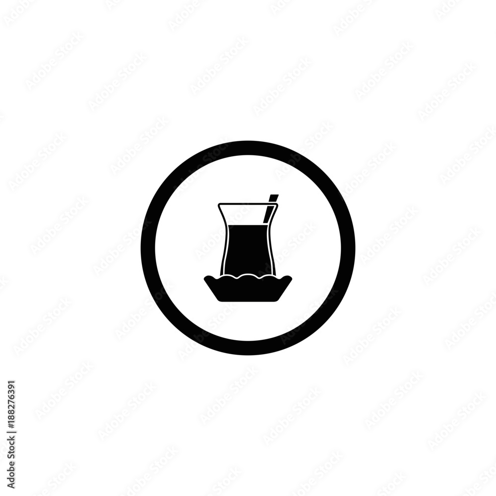 Turkish tea icon in circle Turkish tea icon in circle