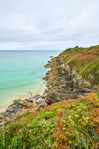 Brittany beach called The Big Beach taken from Pointe de la garde, Saint-Cast-le-guildo, France 