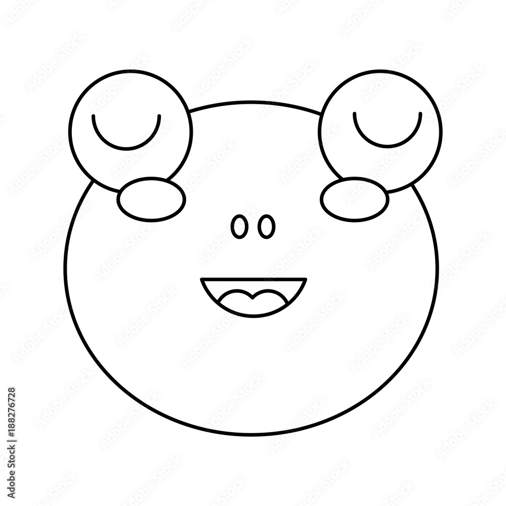 cute head frog animal close eyes cartoon vector illustration outline design cute head frog animal close eyes cartoon vector illustration outline design