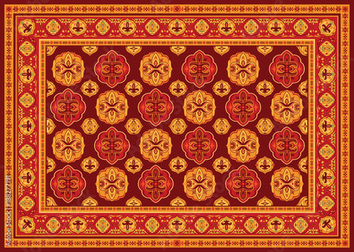 Vintage persian floor carpet vector illustration