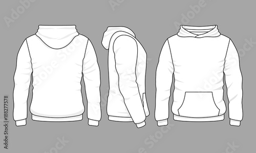 Male hoodie sweatshirt in front, back and side views