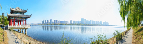 Shenyang City in the morning. Located in Shenshuiwan Park, Shenyang City, Liaoning province, China.